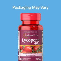 Puritan's Pride Lycopene 40 mg bottle side view highlighting convenient twin-pack packaging