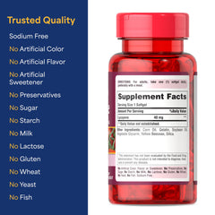 Puritan's Pride Lycopene Nutrition Facts panel highlights 40 mg per capsule.