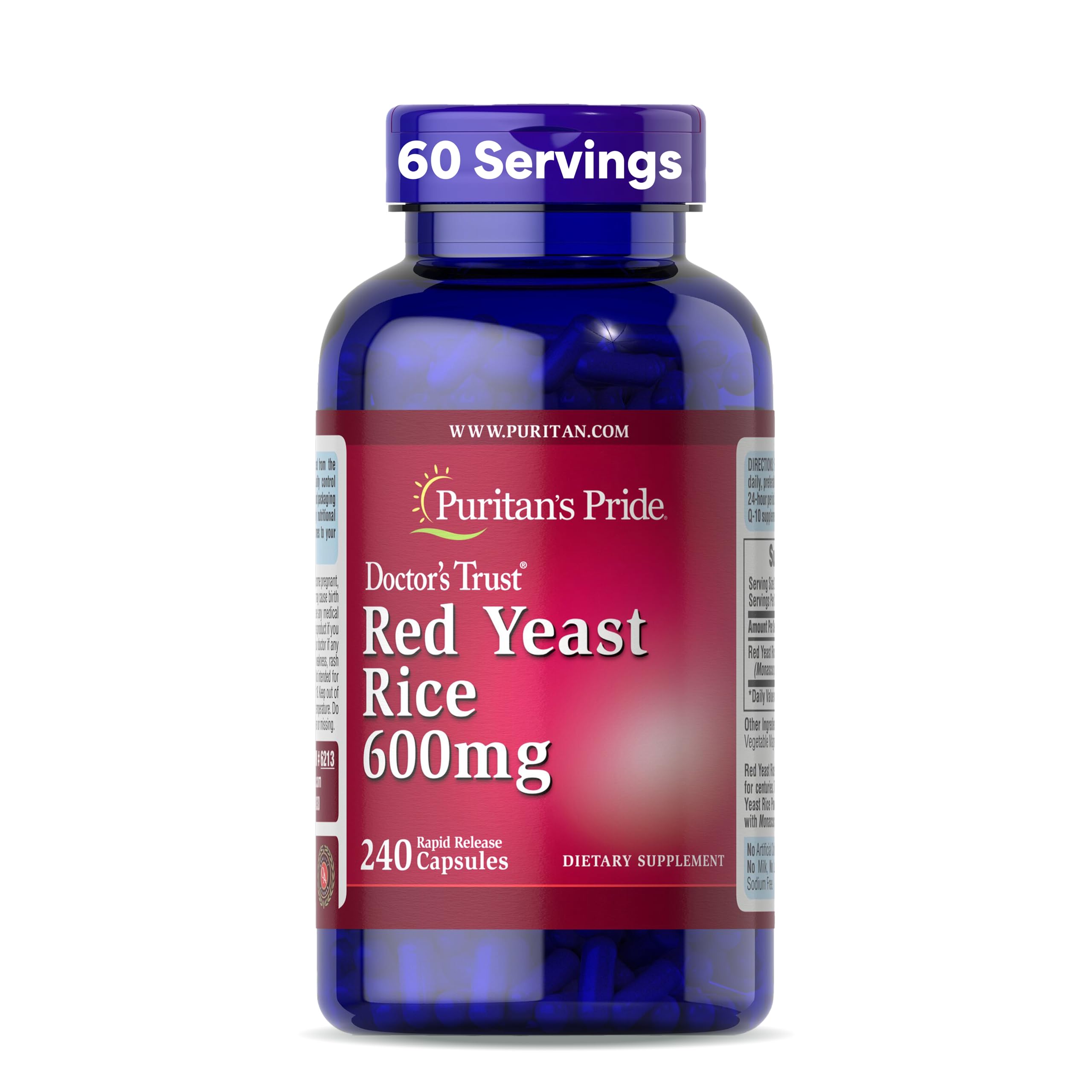 Puritan's Pride Red Yeast Rice bottle showing traditional wellness capsules