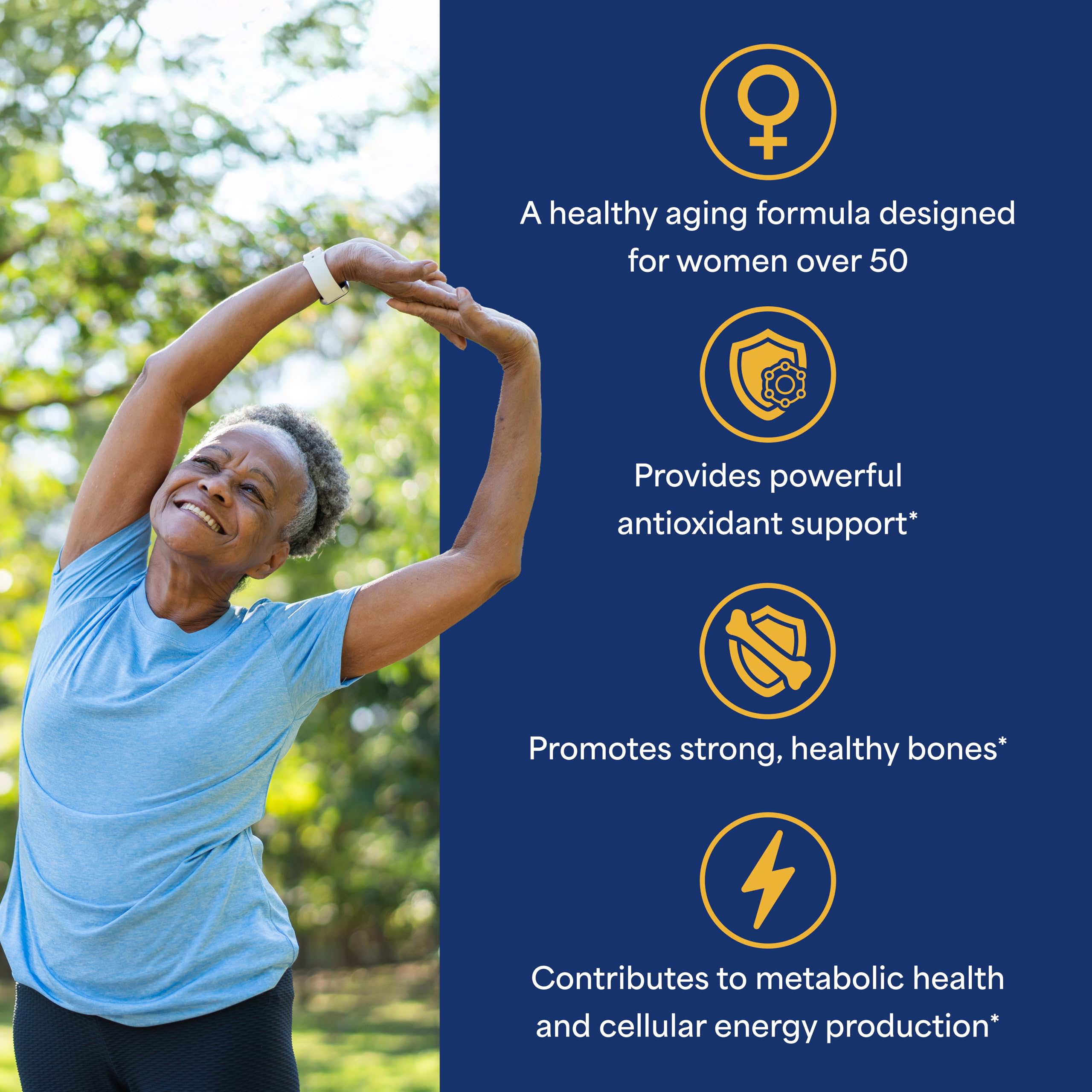 Puritan's Pride Ultra Woman 50+ label detail shows calcium and vitamin D blend