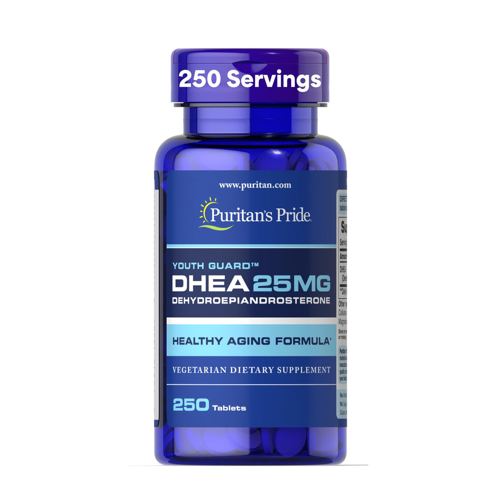 Puritan's Pride Youth Guard DHEA bottle supports healthy aging.