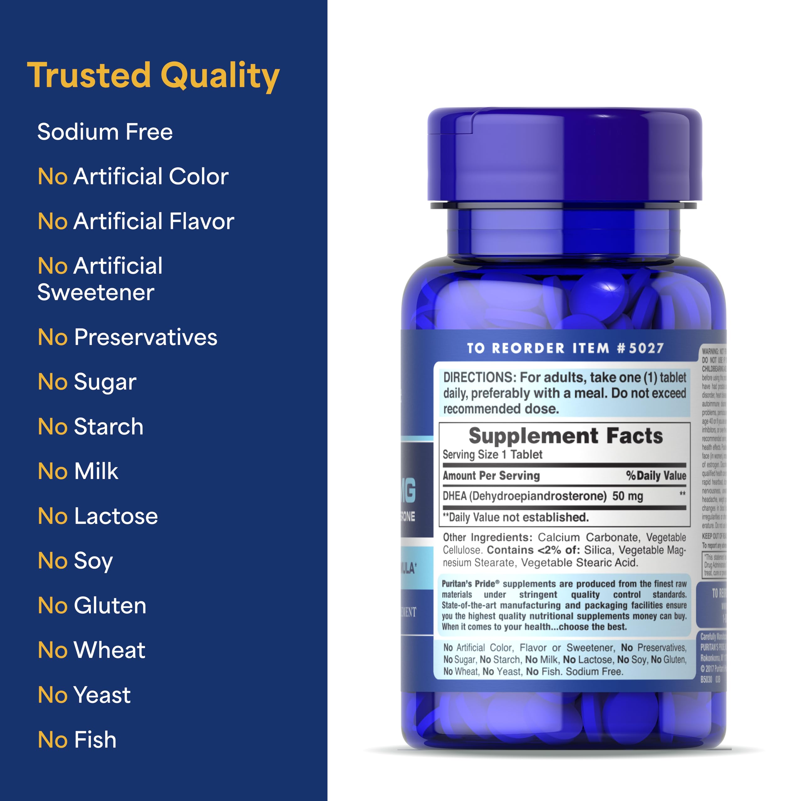 Puritan's Pride Youth Guard DHEA packaging on shelf for convenient purchase.