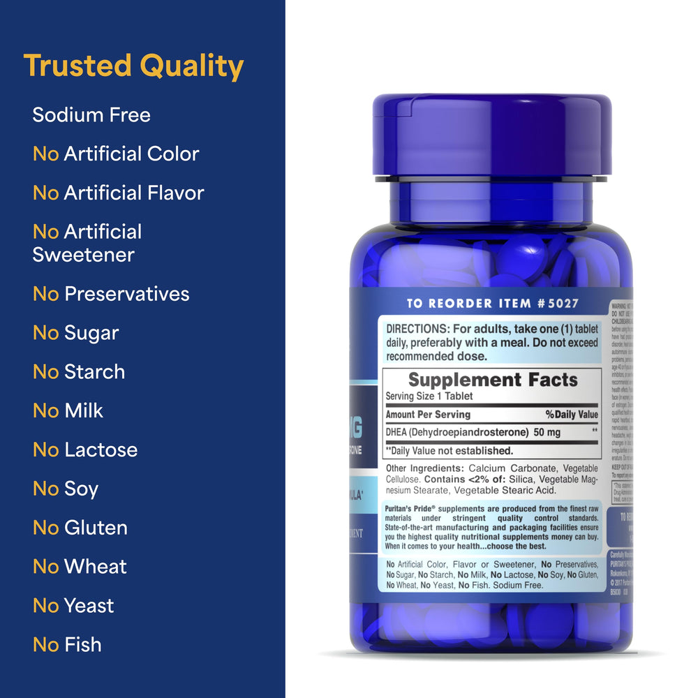 Puritan's Pride Youth Guard DHEA packaging on shelf for convenient purchase.