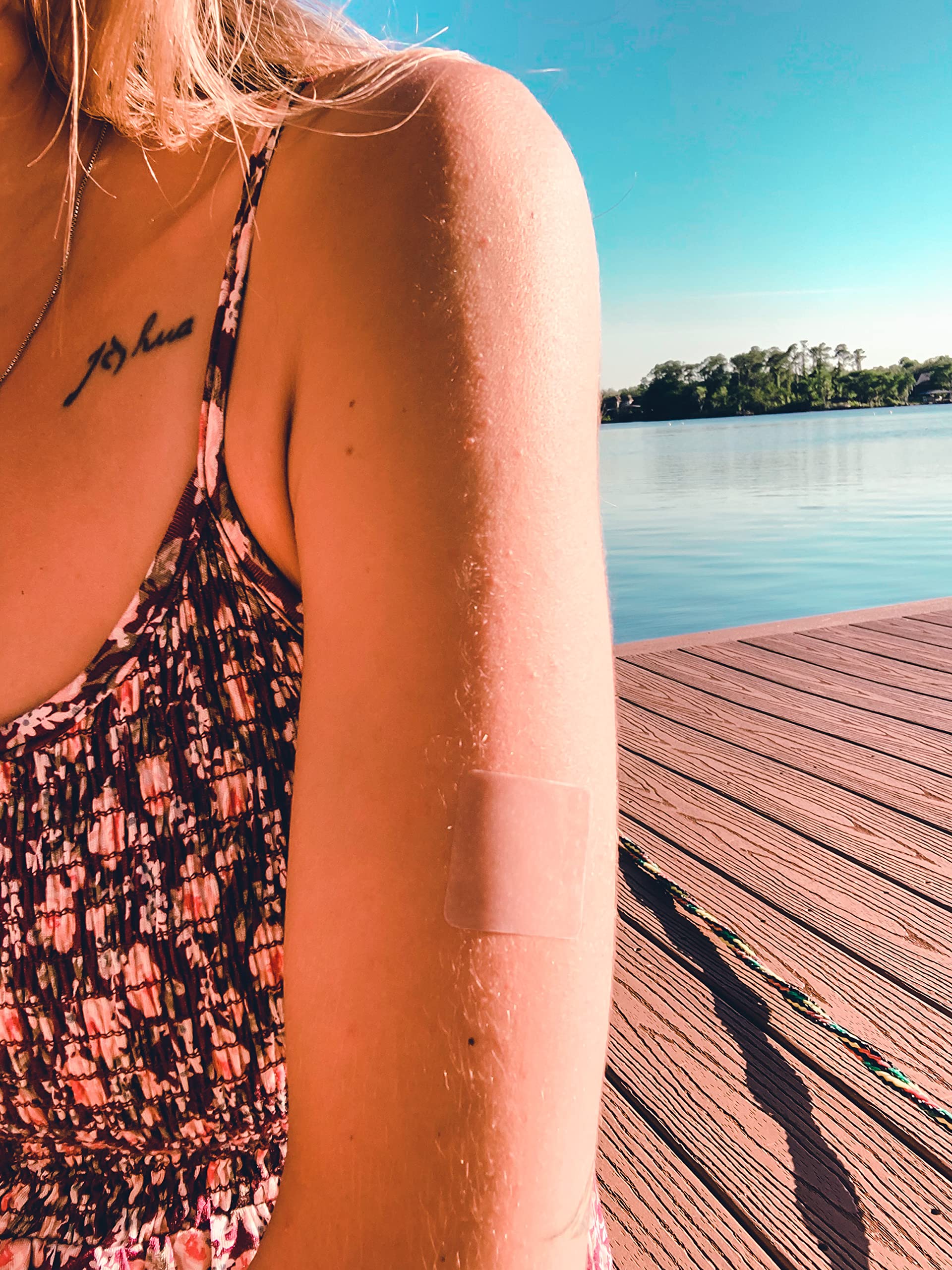 Purity Hemp Naturals patch on skin with a non-greasy finish under clothing.