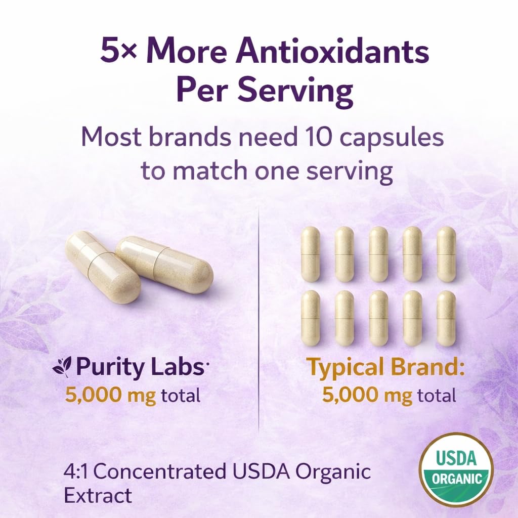 Purity Labs Quercetin capsules shown for plant-based antioxidant support