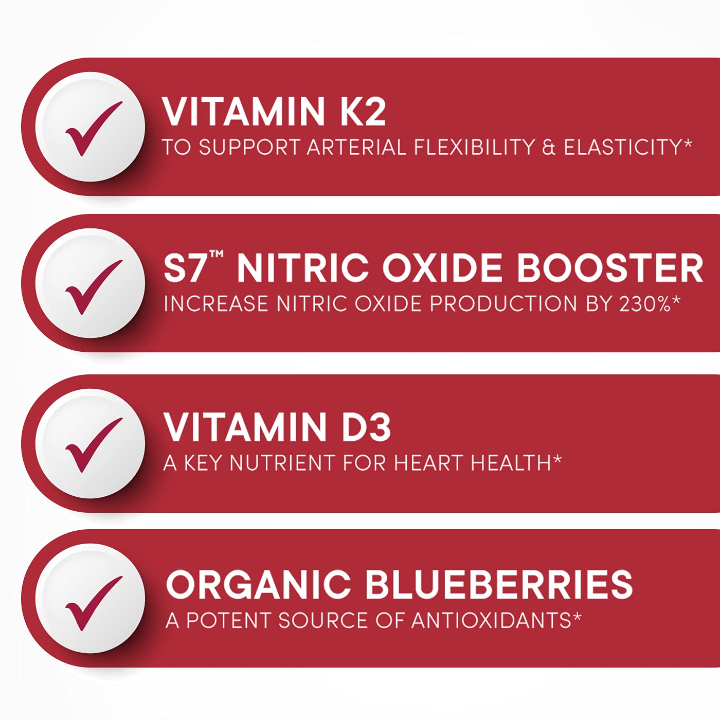 Purity Products Artery Pill Core ingredients chart emphasizes key components like K2, S7, and D3.