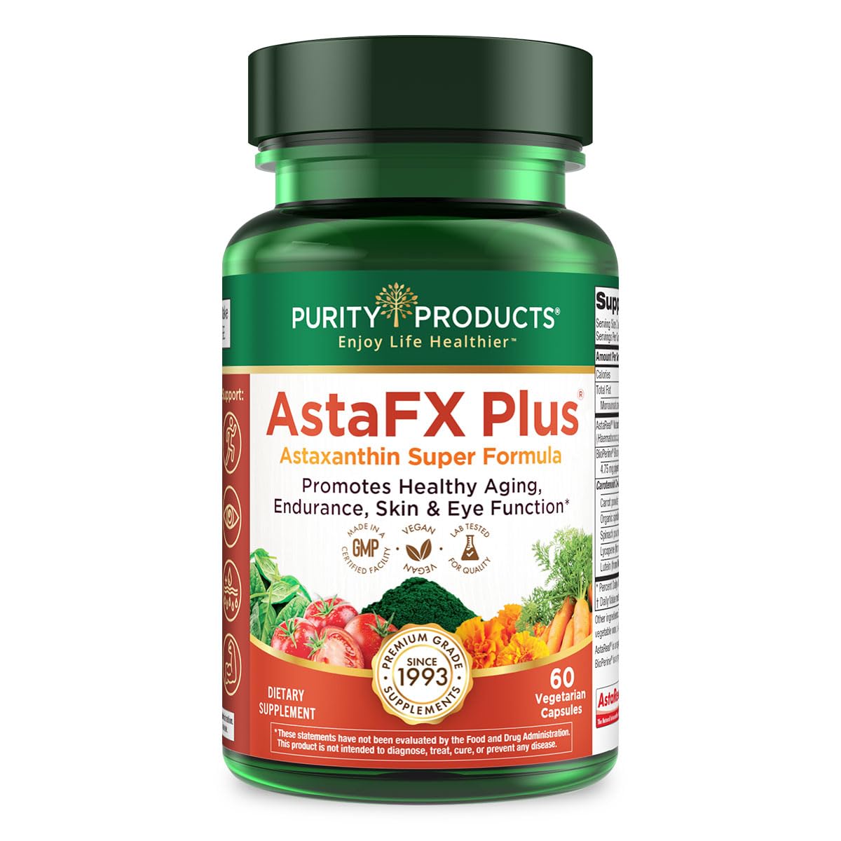 Purity Products AstaFX Plus bottle front for endurance support.