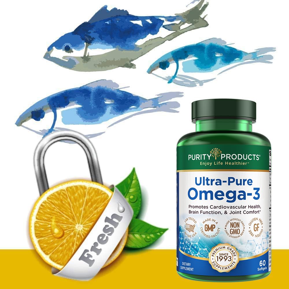 Purity Products Omega-3 composition graphic highlights EPA, DHA and DPA.
