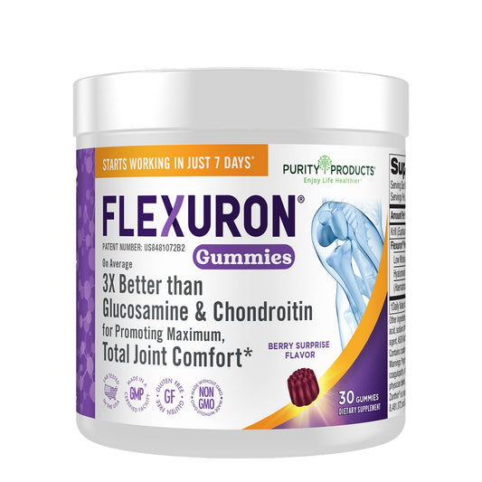 Purity Products Flexuron Gummies bottle for convenient daily joint support.