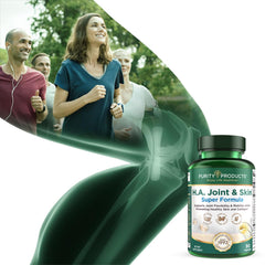Purity Products H.A. Joint and Skin Super Formula lifestyle-use scene suggests daily wellness routine.