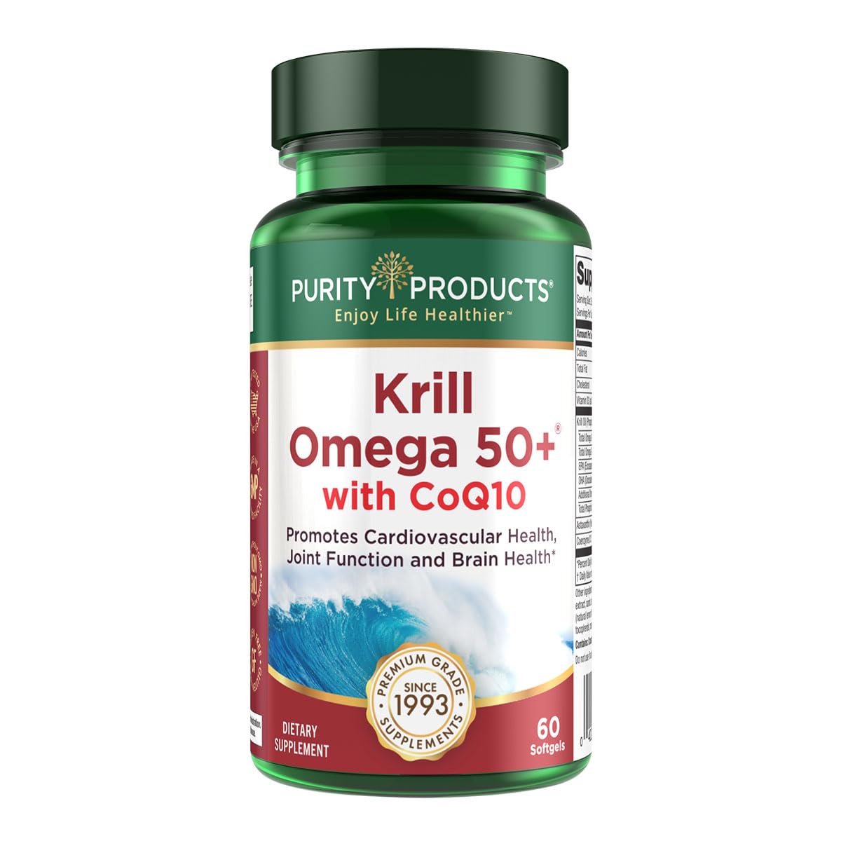 Purity Products Krill Omega 50 Plus bottle pack supports heart and joint health.
