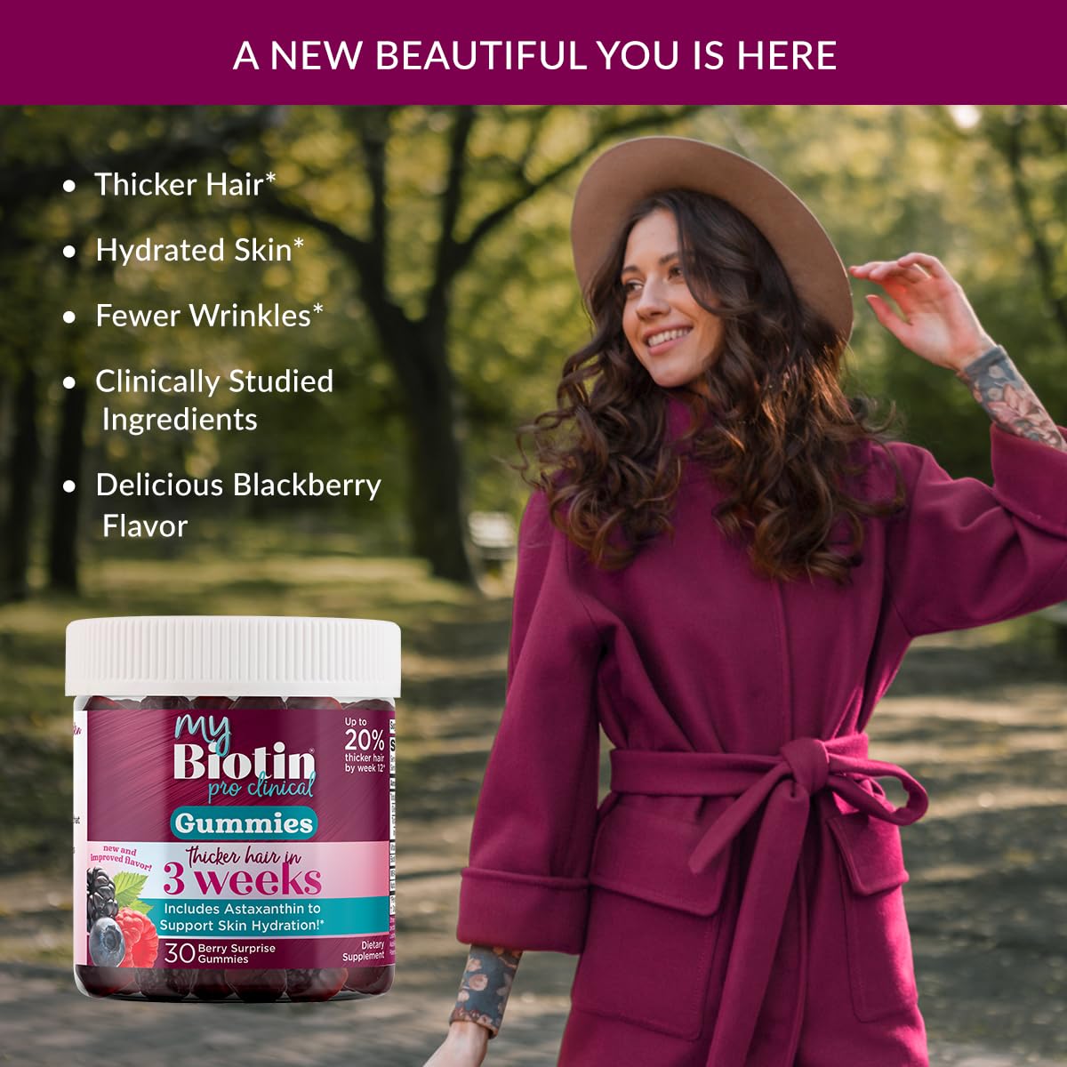 Purity Products MyBiotin ProClinical Gummies with Astaxanthin promoting skin health