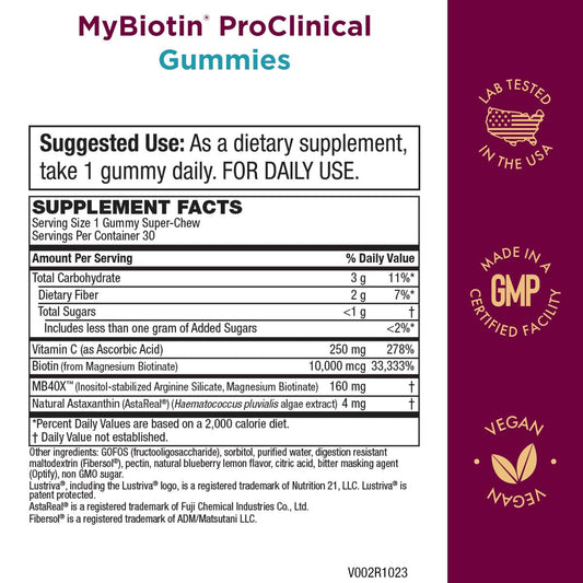 Purity Products MyBiotin ProClinical Gummies blueberry lemonade flavor image for routine