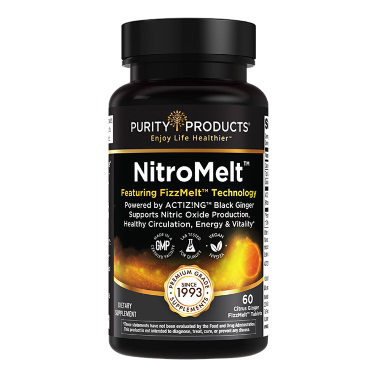 Purity Products NitroMelt black ginger wafers close-up for on-the-go energy