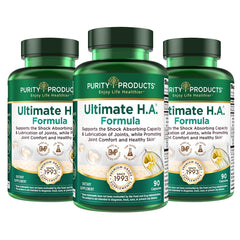 Purity Products Ultimate HA bottle pour promotes skin hydration and a healthier glow.