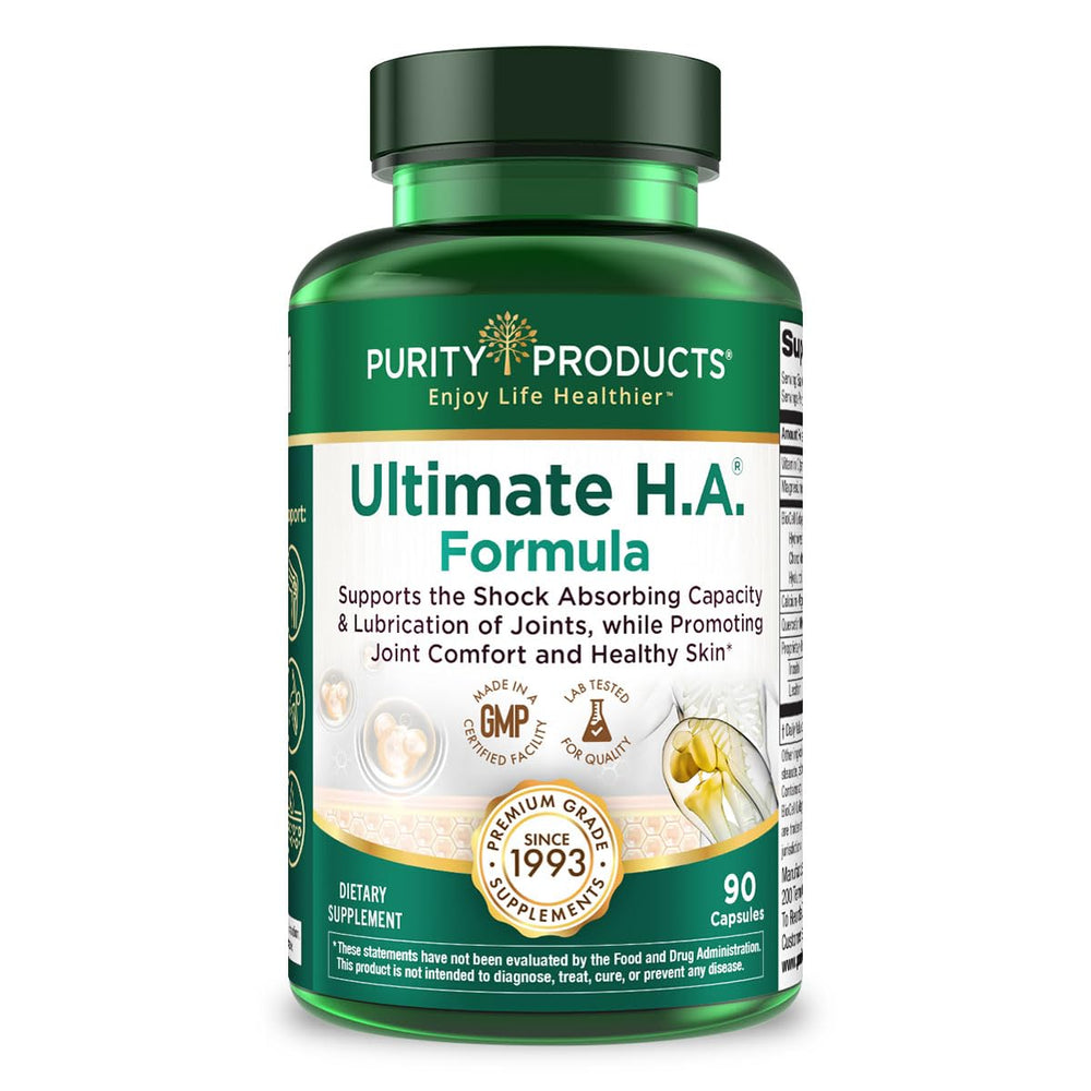 Purity Products Ultimate H.A. Formula bottle signals skin hydration and joint support.
