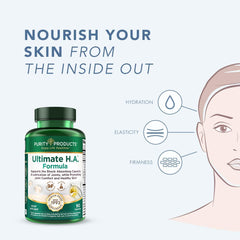 Purity Products Ultimate H.A. capsules close-up shows easy daily use and capsule design for ingestion.