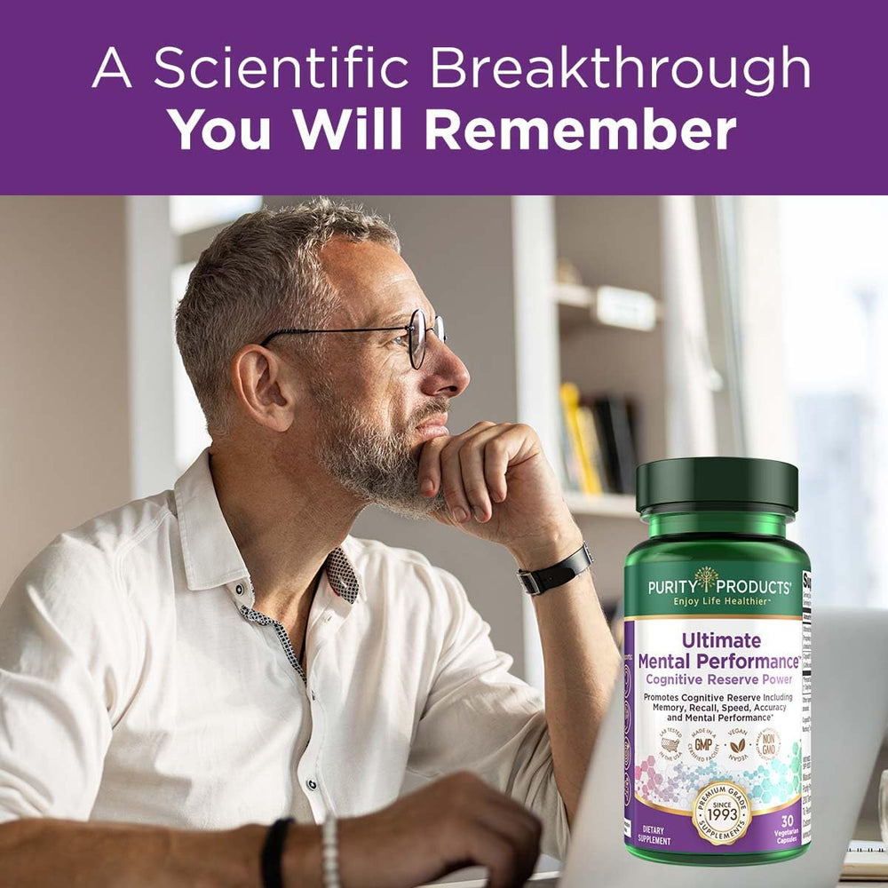 Purity Products Ultimate Mental Performance capsules pack emphasizes plant-based formula.