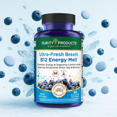 Purity Products Ultra Fresh Breath B12 Melts OptiBiome probiotic blend for digestion support.