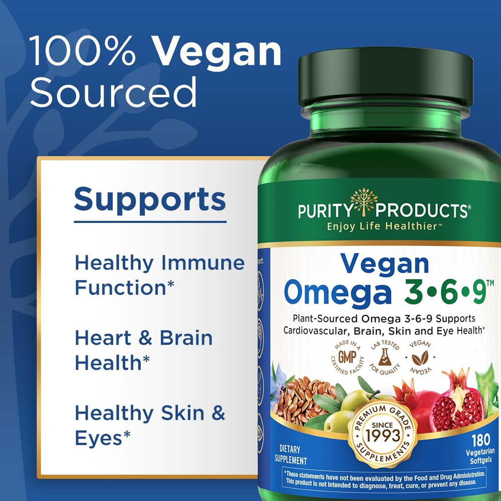 Purity Vegan Omega 3-6-9 flaxseed oil ingredient supports plant-based fats