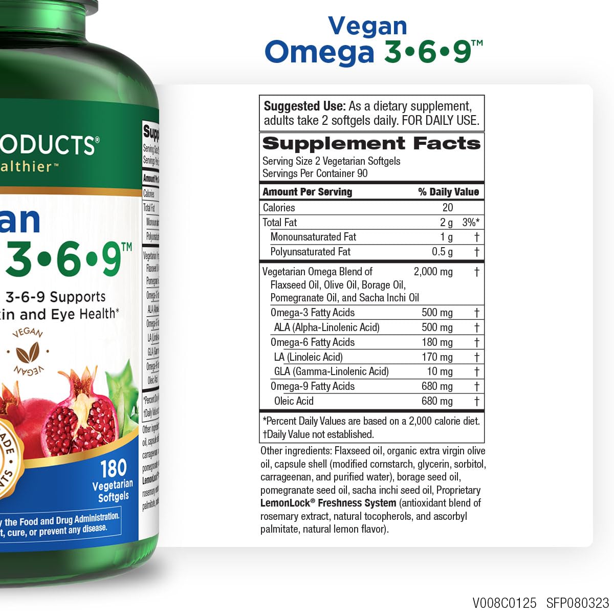 Purity Vegan Omega 3-6-9 softgels close-up highlighting plant-based formula