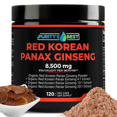 Purity’s Best Red Korean Panax Ginseng bottle showing a balanced daily supplement option