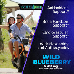 Purity's Best Wild Blueberry Extract packaging display emphasizing a long-lasting 4-month supply for steady daily support.