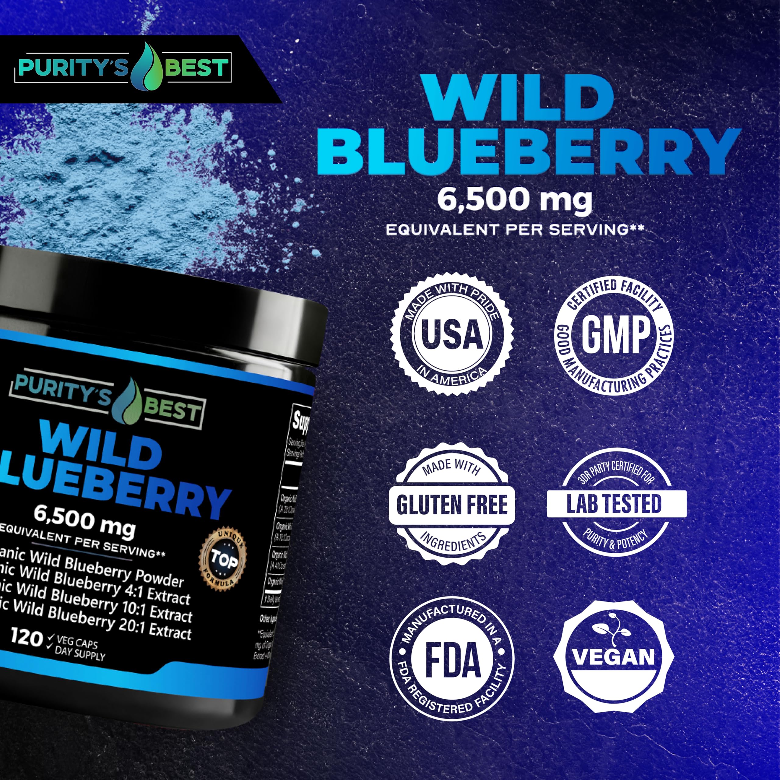 Purity's Best USA manufacturing stamp conveys trusted GMP-compliant production and quality control.