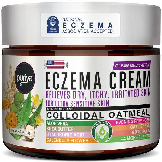 Puriya 5-in-1 eczema cream tube front showing clean design for gentle relief