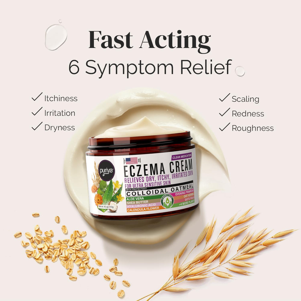 Puriya eczema cream on the face during application for sensitive skin