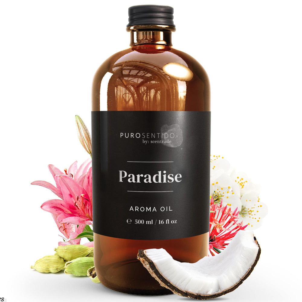 PuroSentido Paradise Tropical aroma oil bottle for long-lasting diffusion