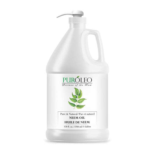 Puroleo Neem Oil bottle showing pure, multipurpose skincare use