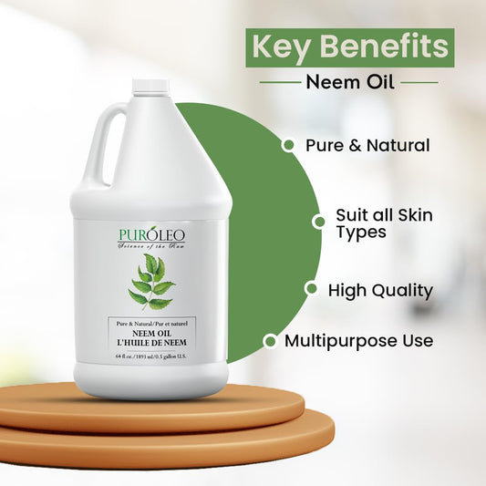 Puroleo Neem Oil dropper demonstrates premium cold-pressed oil for skincare.