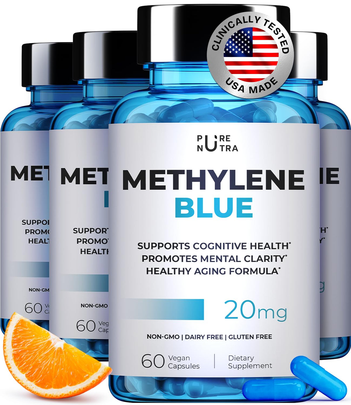 PureNutra Ultimate Methylene Blue Capsule bottle suggesting focused mental clarity potential.