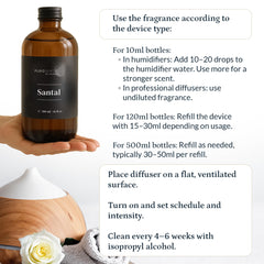 PuroSentido Santal diffuser oil being poured for diffusers and humidifiers