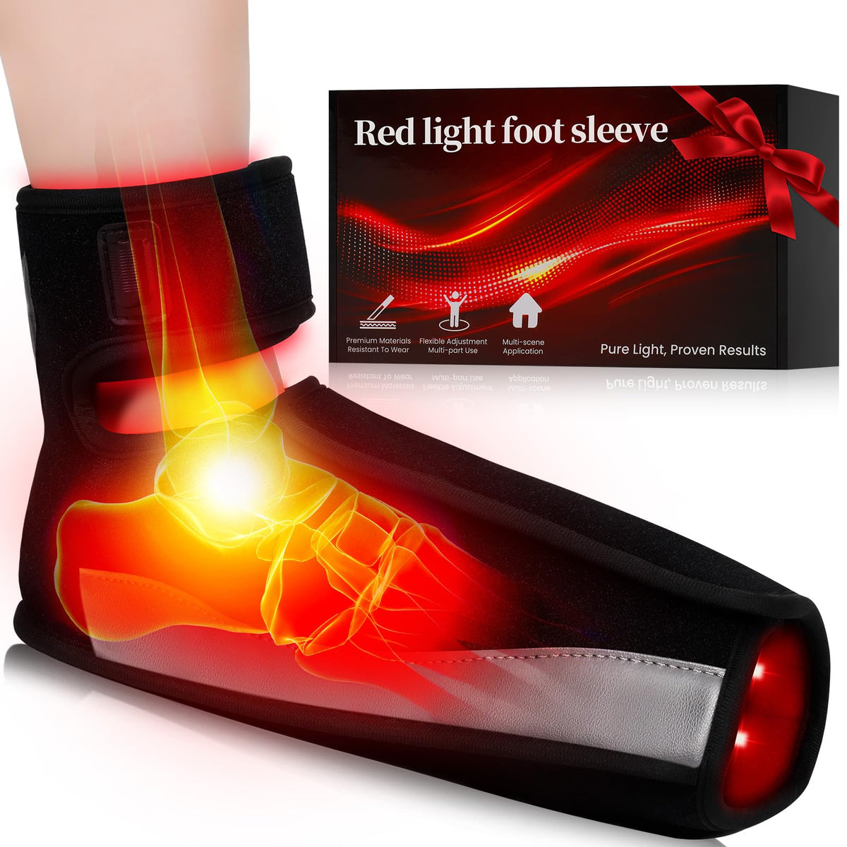 Puroth foot wrap worn on foot for daily relaxation at home