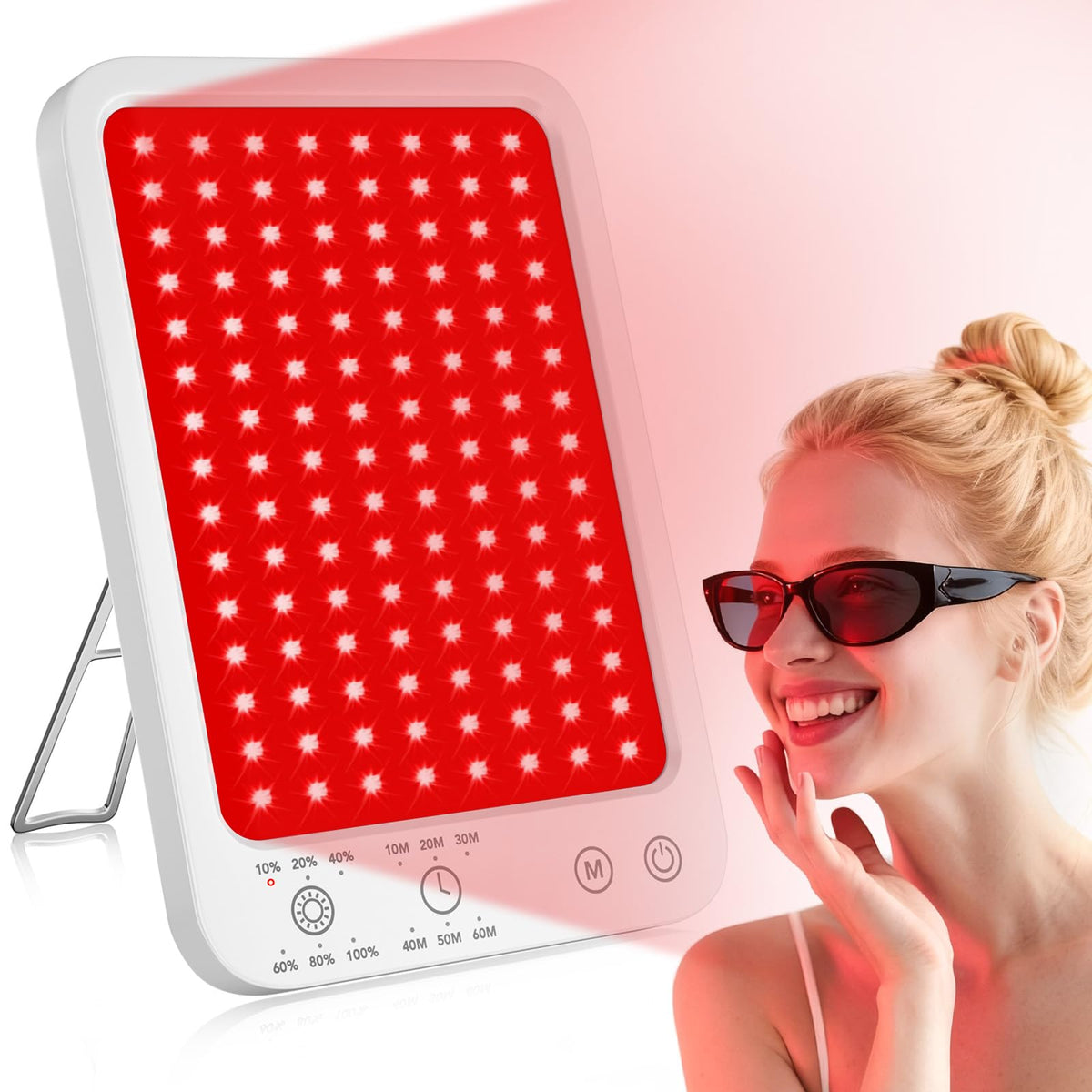Puroth red light panel for the face supports at-home skincare sessions.