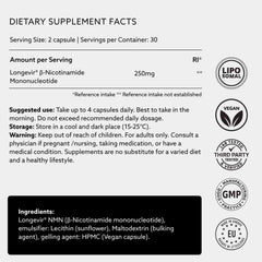 PUROVITALIS NMN liposomal technology close-up illustrates LipoDry absorption concept.
