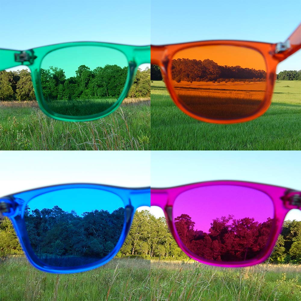 Purple Canyon color therapy glasses with tinted lenses for quick focus shifts
