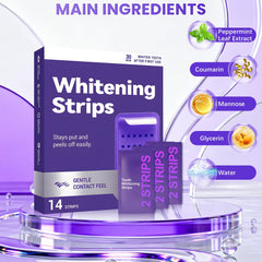 Purple Teeth Whitening Strips applied to teeth for subtle brightness