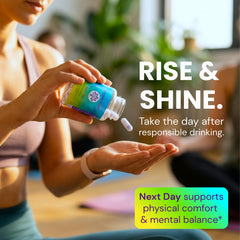 Purple Tree Next Day bottle front view highlighting convenient daily wellness.