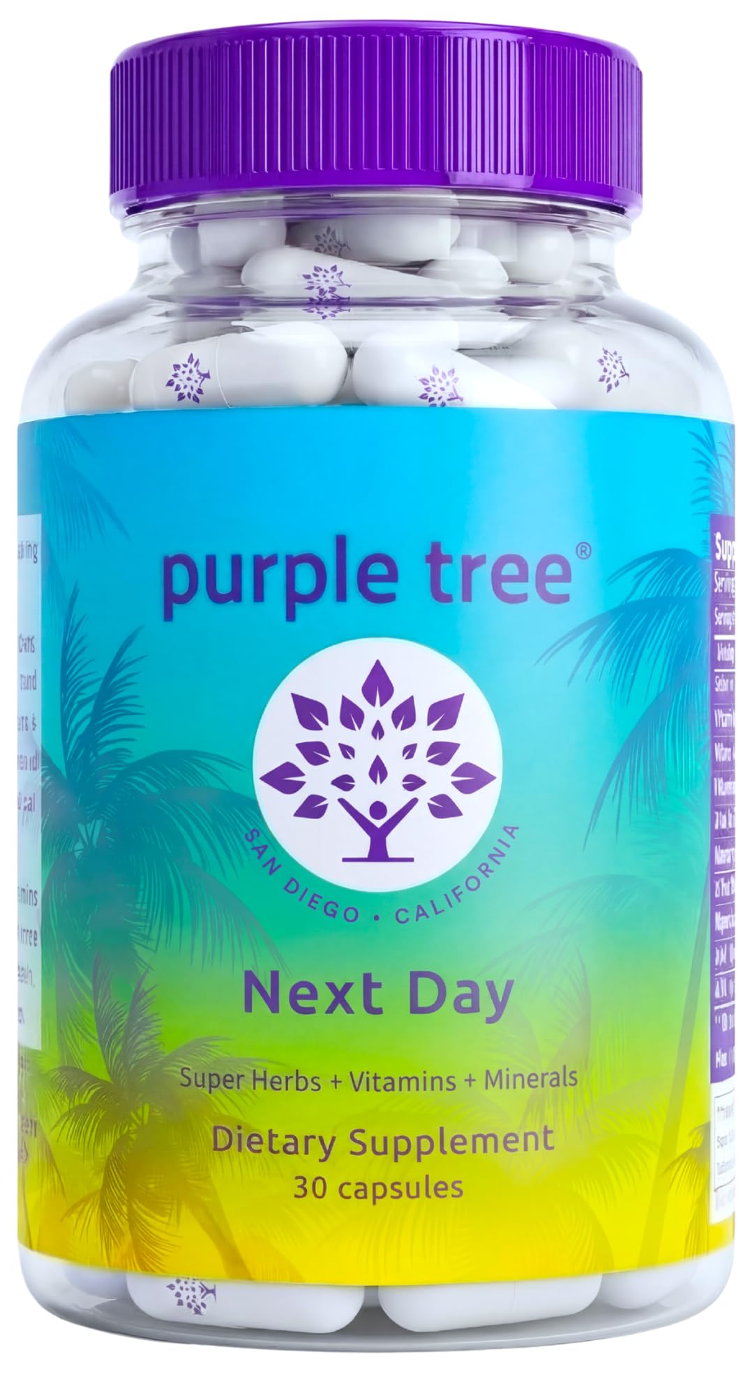 Purple Tree Next Day bottle front view ready for a post-activity recovery routine