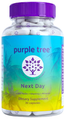 Purple Tree Next Day bottle front view ready for a post-activity recovery routine