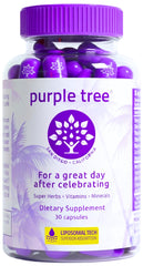 Purple Tree Post-Celebration Wellness bottle front, after-party recovery in mind