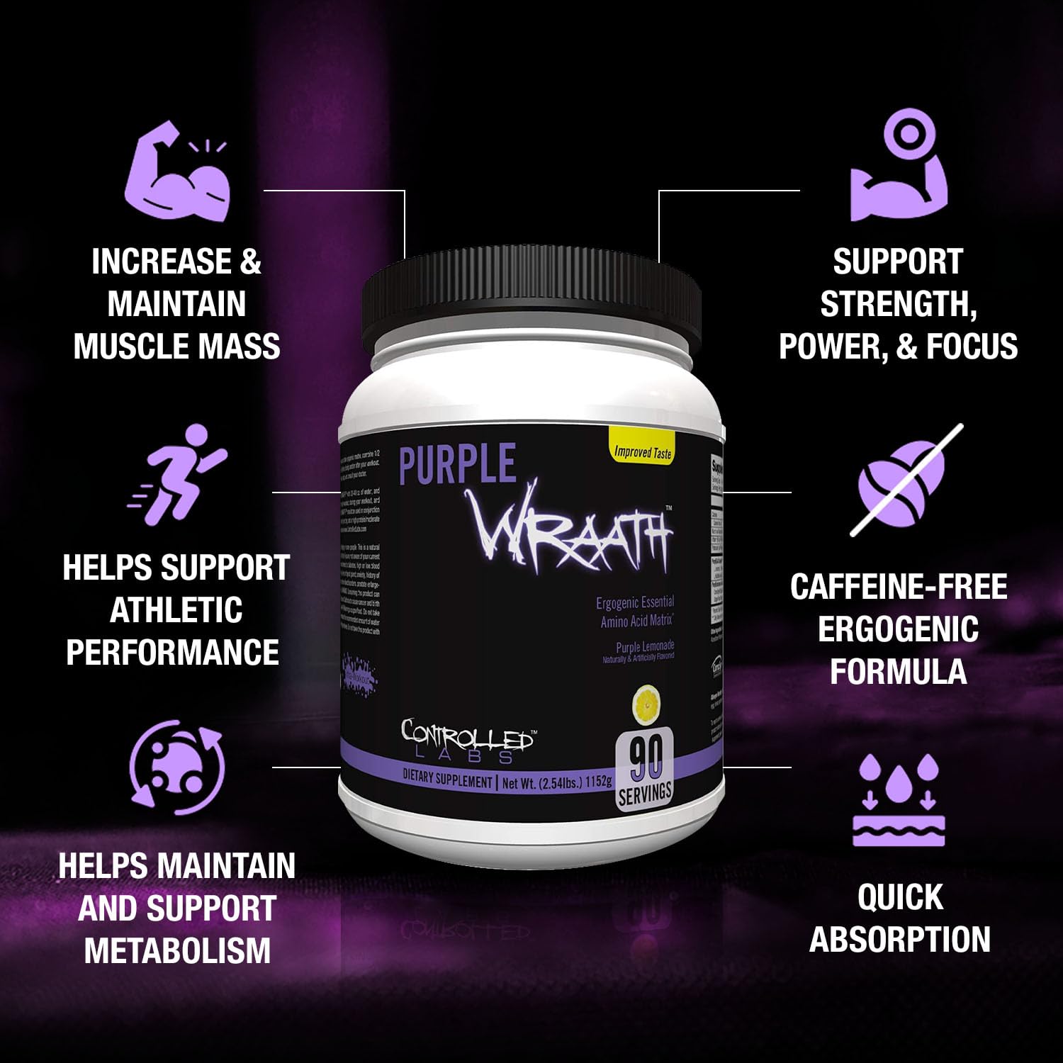 Purple Wraath bottle pour demonstrates quick nutrient delivery during workouts.
