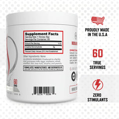 Purus Labs Creatine powder with scoop ready to mix for workouts.