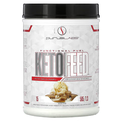 Purus Labs KetoFeed Protein tub front view highlighting the keto-friendly formula.