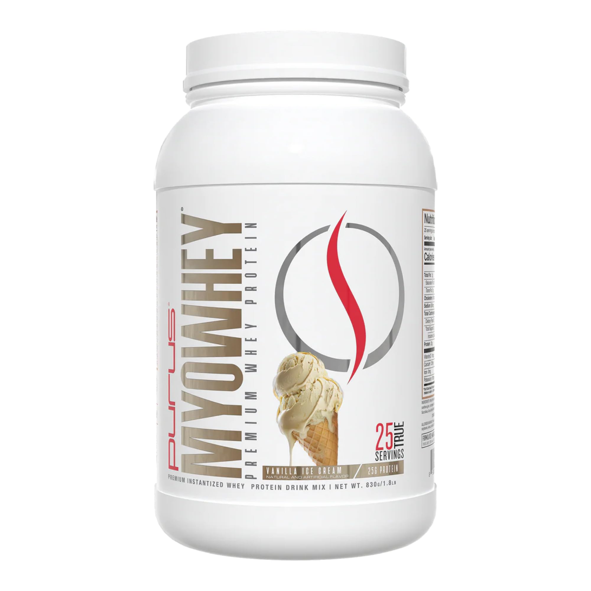 Purus Labs MyoWhey vanilla ice cream tub for post-workout recovery