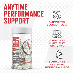 Purus Labs NOXygen packaging display shows 30 servings per bottle.