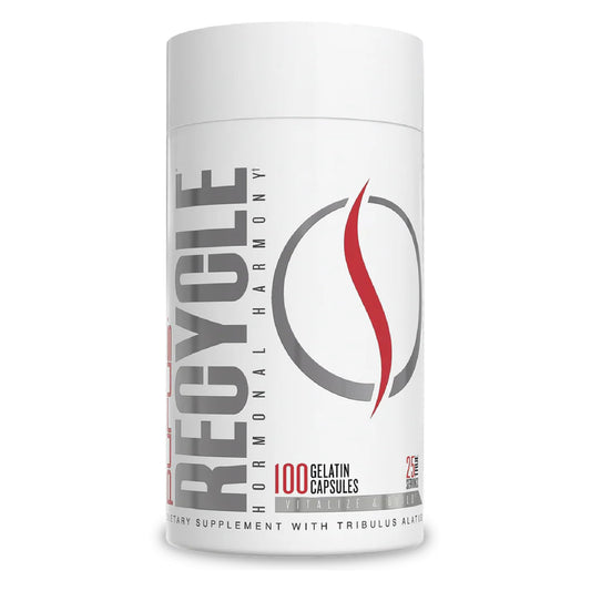 Purus Labs Recycle bottle front showing the hormone optimization formula for lean muscle support.